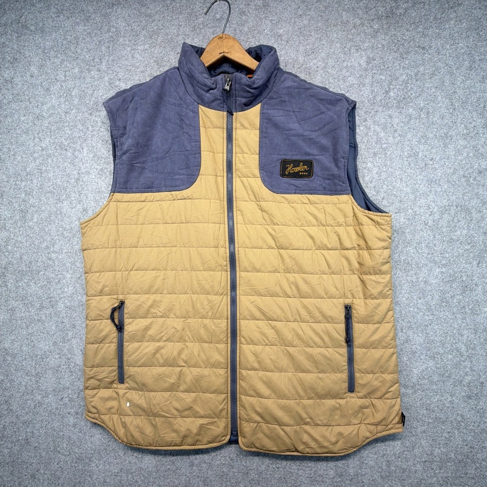 HOWLER BROS Mens Rounder Vest Tan Blue XXL Primaloft Rip Stop Outdoor Western